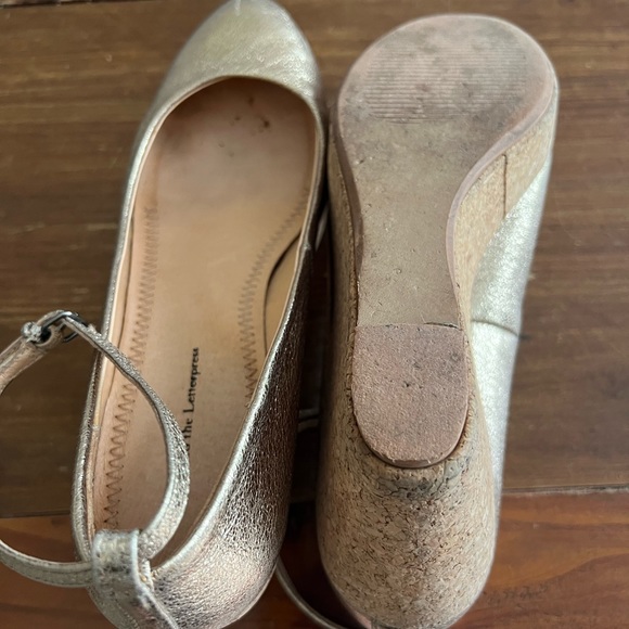 Anthropologie Pilcro and the Letterpress Gold Metallic Wedge Heels - Picture 7 of 11